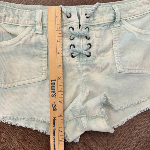 Victoria's Secret Boyfriend Short Corduroy Lace Up Blue Acid Wash Size 8 - Picture 4 of 13
